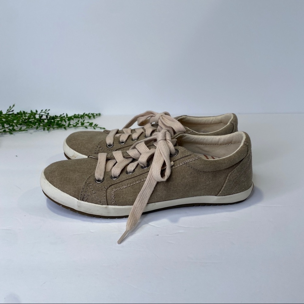 Taos Footwear Khaki Wash Canvas Star Sneakers Size 6-6.5M Lace Up Comfort Shoe - Picture 3 of 10